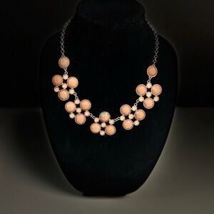 NY & Co Statement Necklace in peach toned stones and gold adjustable chain.‌‌